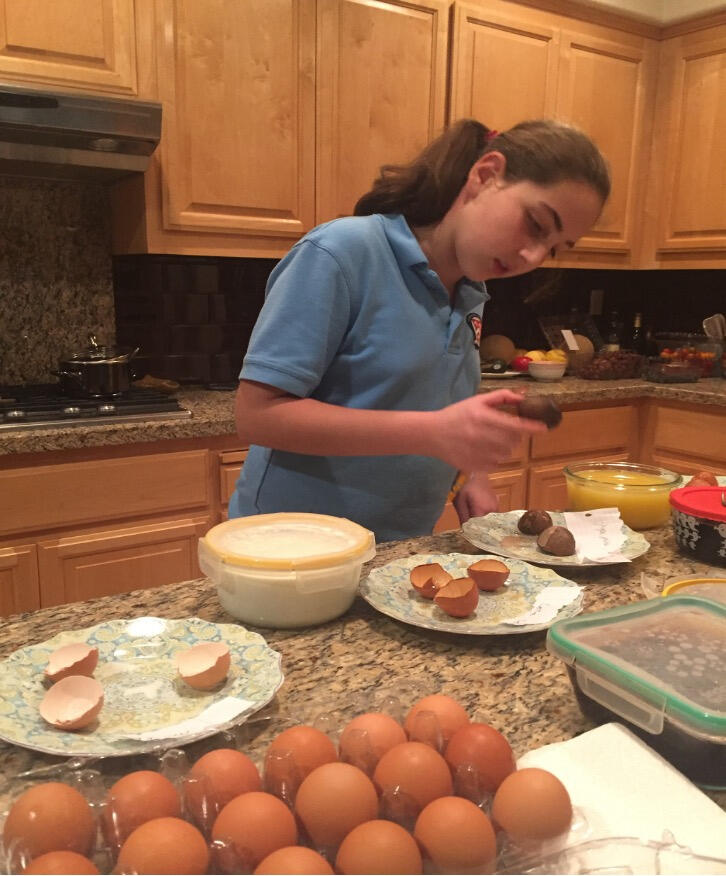 Emily Mitnick works on a school project with curiosity and full concentration